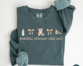 PICU RN Coquette Sweatshirt Comfort Color Pediatric Nurse Retirement Gift Nurse Appreciation Pediatric Intensive Care Nurse Practitioner