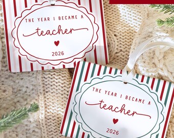 Teacher Ornament The Year I Became a Teacher Custom Educator Keepsake First Year Teacher Gift New Teacher Christmas Ornament Graduation