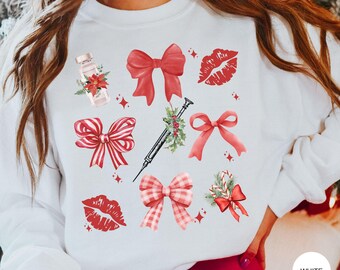 Botox Coquette Bows Christmas Sweatshirt, Botox Dealer Holiday Crewneck, Aesthetic Nurse Injector, Cosmetic Nurse Sweater, Botox XMas Gift