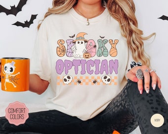 Spooky Optician Halloween Shirt, Retro Halloween Optician TShirt, Halloween Optometry Shirts, Optometry Office Halloween Party Shirts