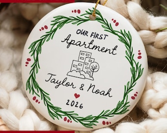 Custom Our First Apartment Christmas Ornament, New Apartment Gift, Apartment Warming Gift, Couples Apartment, Moving In Together Present