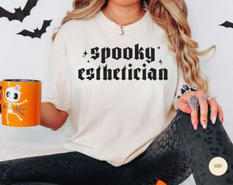 Spooky Esthetician Halloween Shirt, Retro Halloween Esthetician Apparel, Halloween Medspa Shirt, Fall Skin Therapist Shirt, Esthetician Gift