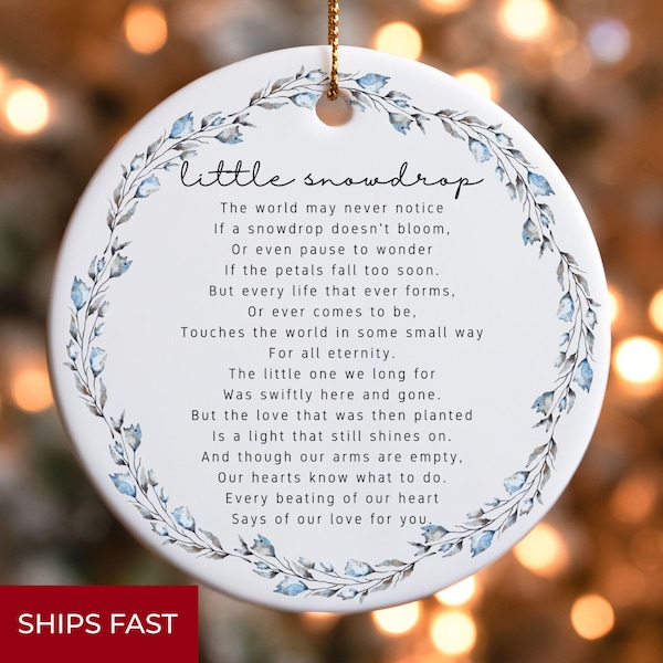 Miscarriage Keepsake Ornament, Little Snowdrop Floral Miscarriage Memorial Christmas Ornament, Infant Baby Loss Gift Stillborn Sympathy Gift