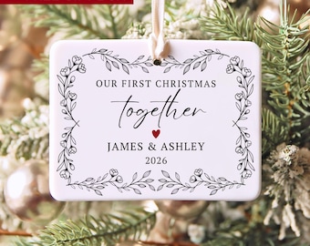 Personalized First Christmas Together Christmas Ornament, New Couple Gift, Gift for Girlfriend, Custom Boyfriend Girlfriend Gift