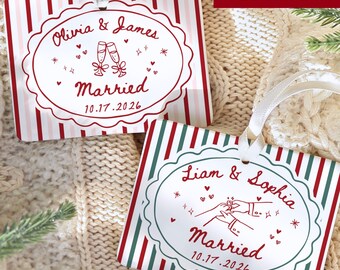 Custom Wedding Ceramic Ornament, First Christmas Married, Wedding Gift for Couple, Bride to Be Gift, Wedding Keepsake for Newlyweds