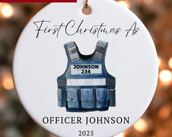 New Police Officer Christmas Ornament, Custom Law Enforcement Officer Gift, Police Academy Graduation Gift, First Christmas Police Son Grad