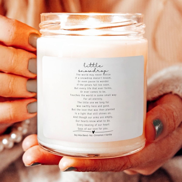 Little Snowdrop Poem Candle Miscarriage Gift, Pregnancy Infant Loss Gift, Miscarriage Gift for Dad Mom, Sympathy Gift, Stillborn Remembrance