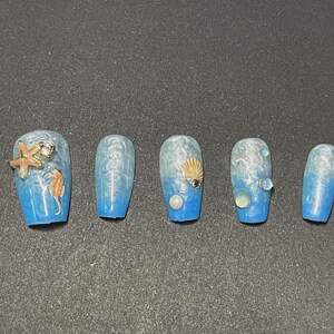 Summer press on nails, fake nails for beach