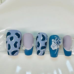 Nail designs, press on nails, leopard print nails