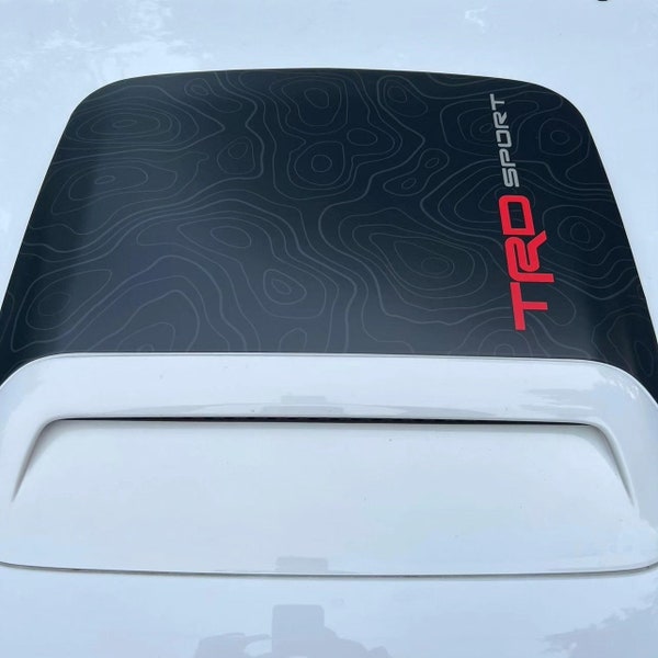 Toyota Tacoma Topographic Map Hood Scoop Anti-Glare Decal with TRD Sport lettering for 2nd Gen 2012-2015 model years