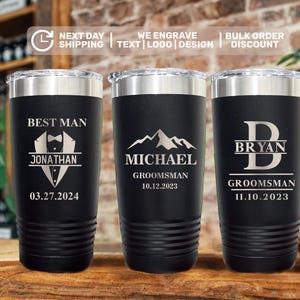Groomsmen Tumbler, Personalized Lazer Engraved Tumbler, Custom Tumbler for Men, Insulated Tumbler, Best Man Gift, Travel Mug, Dad Tumbler