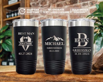 Groomsmen Tumbler, Personalized Lazer Engraved Tumbler, Custom Tumbler for Men, Insulated Tumbler, Best Man Gift, Travel Mug, Dad Tumbler