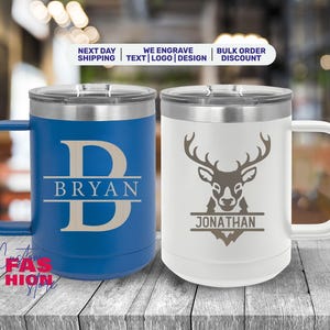 Custom Logo 15oz Coffee Mugs, Personalized Laser Engraved Coffee Mug, Insulated Stainless Steel, Bulk Order, Corporate Logo, Christmas Gift
