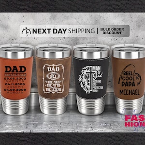 Personalized Leather Tumbler for Fathers, Groomsmen Best Man Gift, Boyfriend Gift, Bachelor Party Gift, Dad Gift, Husband Gift, Gift for Him