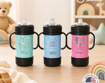 Personalized Disney Toddler Water Bottle, Custom Sippy Cup, Engraved kids water bottle with Name, Back to School Gifts,Kids Birthday Gift