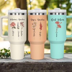 Personalized Birth Month Flower with Kid&#39;s Names 40oz Mom Tumbler, Mother&#39;s Day Tumbler, Grandma Gifts, Gift for Mother, Christmas Gift