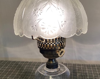 New Conversion of Vintage Oil Lamp to Sweet, Delicate Table Lamp with all Vintage Parts!