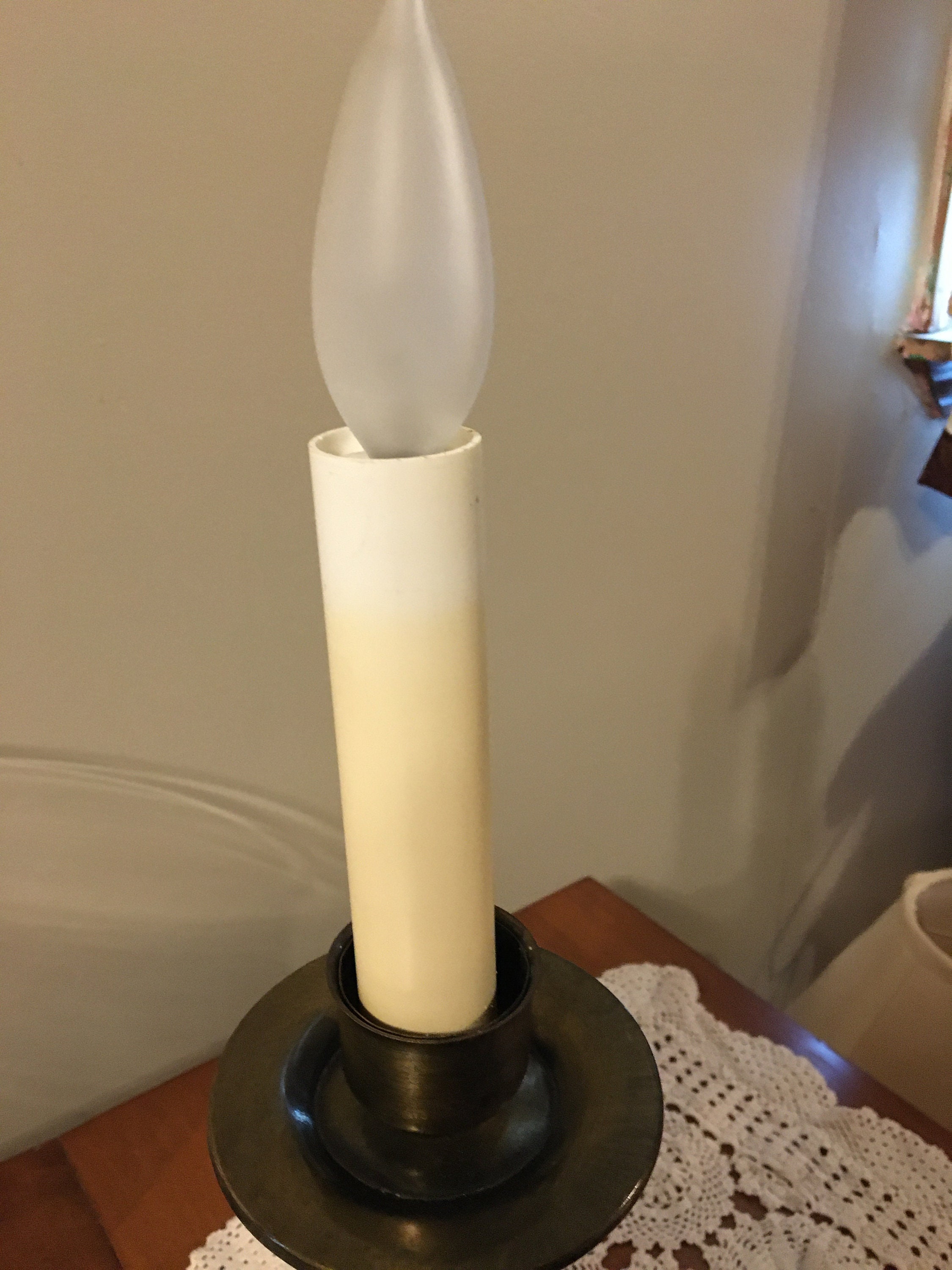 Vintage Brass Candlestick Electric Lamp With Glass Shade Etsy