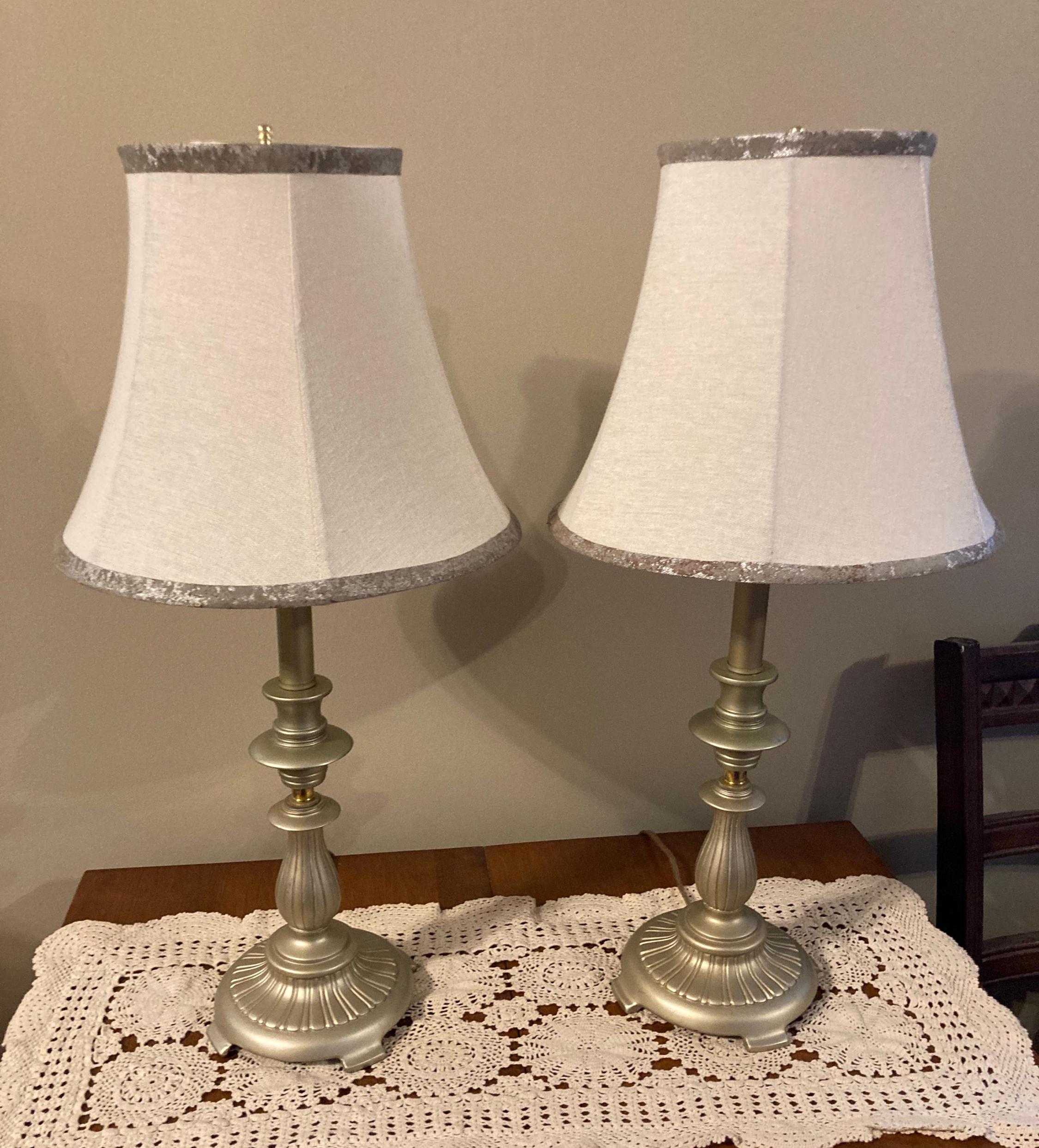 Champagne Gold Resin Table Lamps, Linen Bell Shades, Pair - Etsy