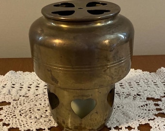 Calentador de velas de latón macizo para virutas de cera o incienso, estilo vintage.