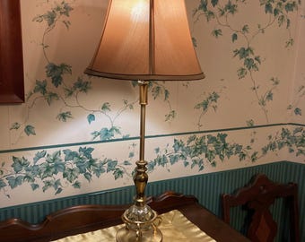 Tall Buffet Lamp, Elegant in Gold and Upcycled Vintage Lamp Parts!  Unique and Lovely!