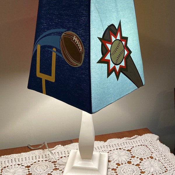 Great Sports Themed Lamp for your Young Athlete! 22" tall in Simple Off-White