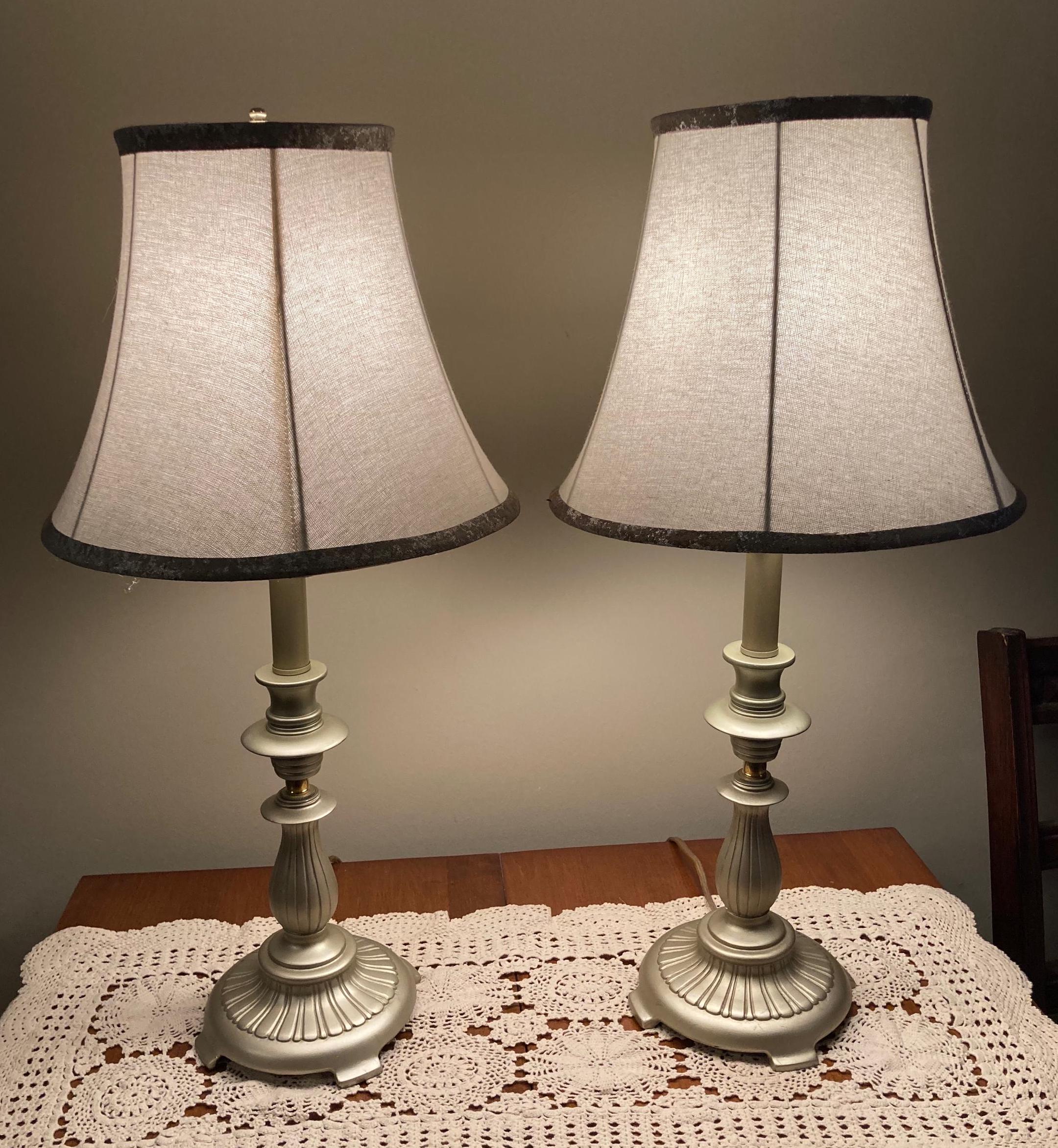 Champagne Gold Resin Table Lamps, Linen Bell Shades, Pair - Etsy