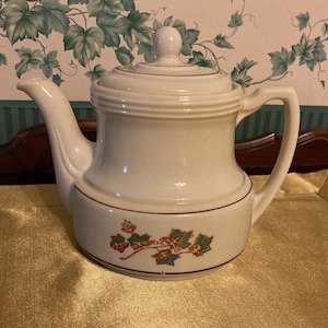 Vintage Porcelier French Drip 6-cup Coffee Pot in Autumn Leaves with Lid, Mint Condition