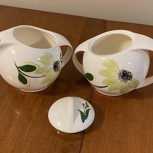 Lovely Blue Ridge "Greensville" Sugar and Creamer Set with the Wrong Lid!  Skyline Shape and Excellent Condition!