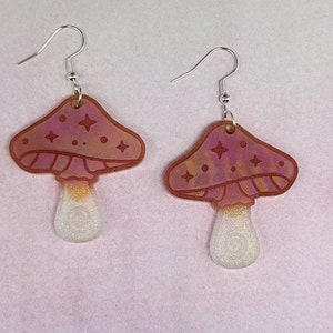 Holographic Mushroom Resin Earrings