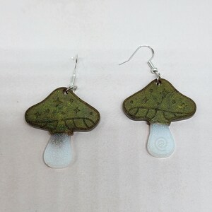 Holographic Mushroom Resin Earrings