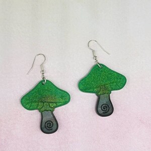 Holographic Mushroom Resin Earrings