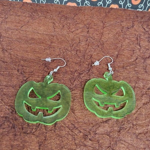 Holographic & Black light reactive Jack O&#39; Lantern Earrings