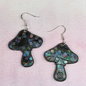 Holographic Mushroom Resin Earrings