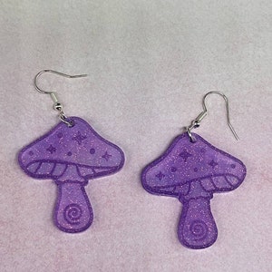 Holographic Mushroom Resin Earrings