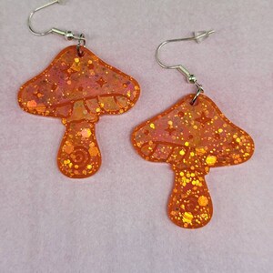Holographic Mushroom Resin Earrings