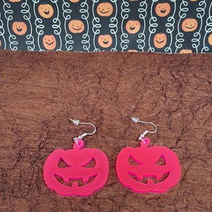 Holographic, Black Light Reactive & Glow in the Dark, Resin, Jack O&#39; Lantern Earrings