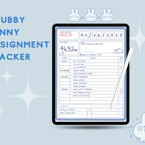 Chubby Bunny Daily Homework Tracker, Digital Planner, Kawaii Planner, Anime Calendar, Anime Planner, Manga Calendar, Manga Planner, undated