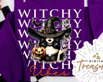 Whimsical Witchy Clipart PNG: Halloween Sublimation Design (Digital Download) HLLWN0225