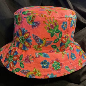 Reversible Bluebird Bucket Hat Pink Hummingbird Sky