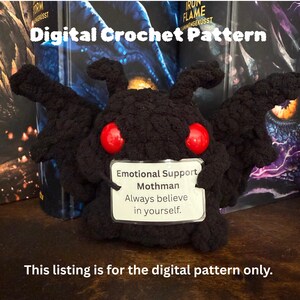 Emotional Support Mothman Crochet Pattern for Plushie Amigurumi LOW SEW PATTERN