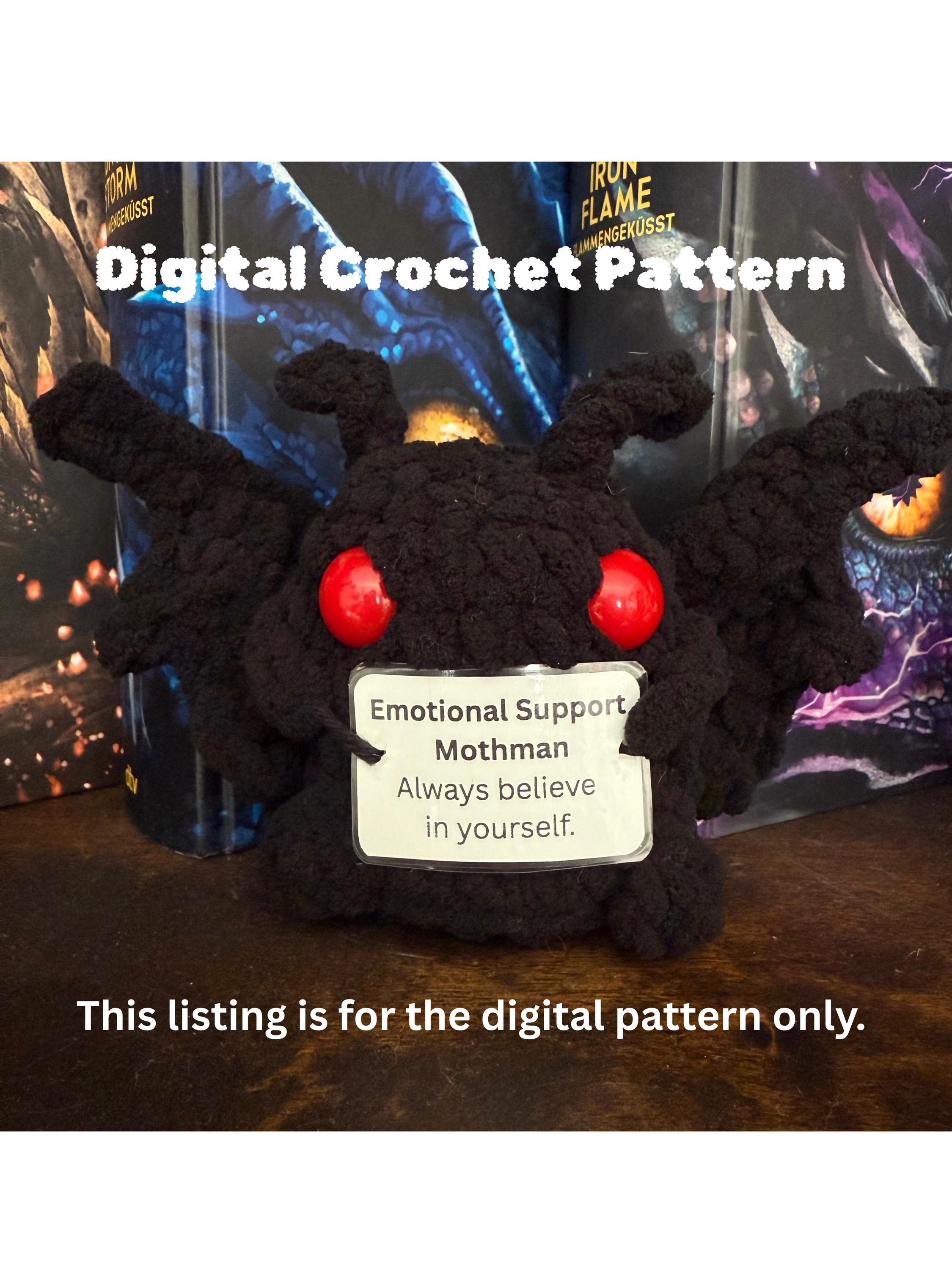 30 Mothman Crochet Patterns for Cute, Creepy, and Display-Worthy Makes 8 Emotional Support Mothman Plushie
