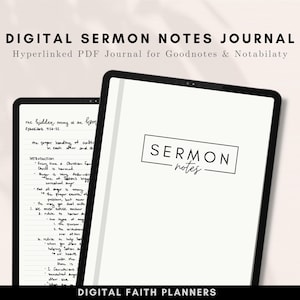 Digital Sermon Notes Journal | Church Notes | Instant Download