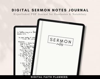Digitales Predigt Notizbuch | Kirche Notizen | Sofort Download