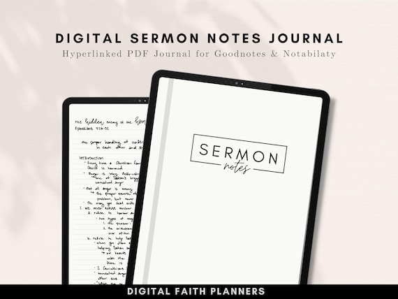 Digital Sermon Notes Journal | Church Notes | Instant Download