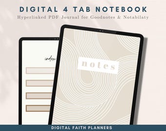 Four Tab Digital Notebook | Instant Download | Neutral