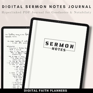 Digital Sermon Notes Journal | Church Notes | Instant Download