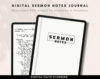 Digitales Predigt Notizbuch | Kirche Notizen | Sofort Download