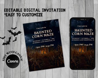 Haunted Corn Maze Birthday Invitation