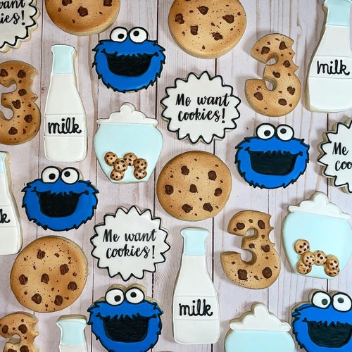 Sesame Street Cookie Monster Cookies Etsy